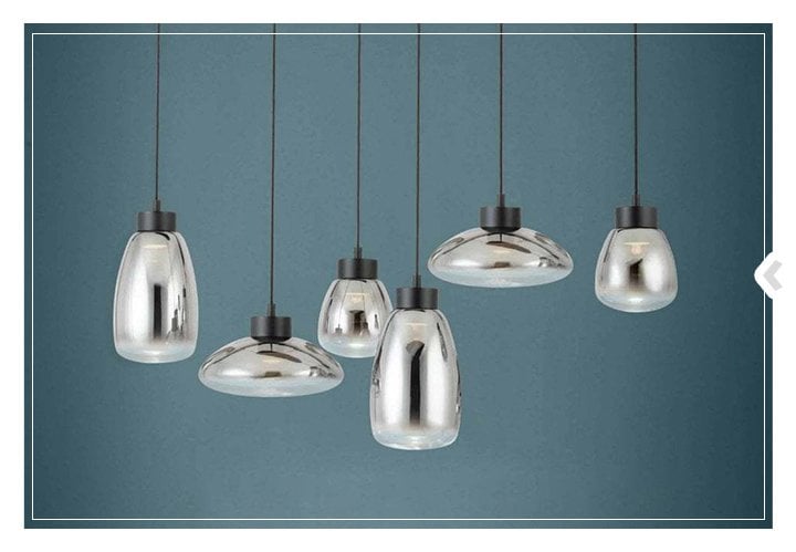 Ceiling pendant lights in a row