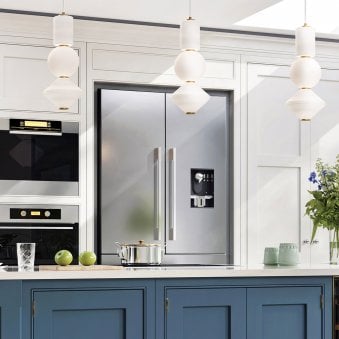 Bijou Single Drop LED Pendant in Matte Opal Glass with Aged Gold Detailing