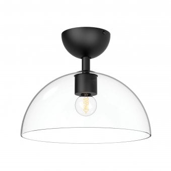 Jude Semi Flush Ceiling Light in Matte Black with Clear Glass Shade