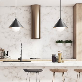 Remyck Single Drop Pendant in Matte Black with Opal Glass Diffuser