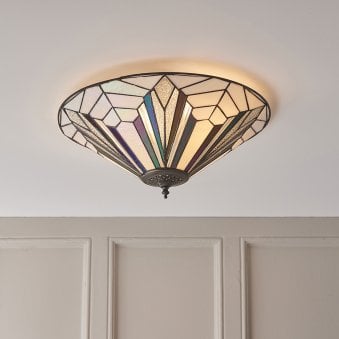 Astoria Large 2 Light Tiffany Flush Ceiling Light