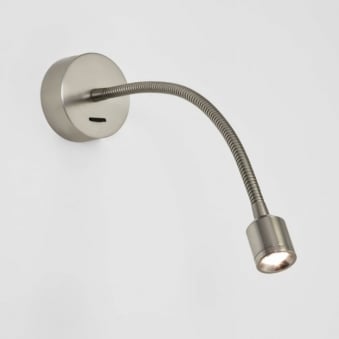 Fosso Switched LED Reading Wall Light in Matt Nickel