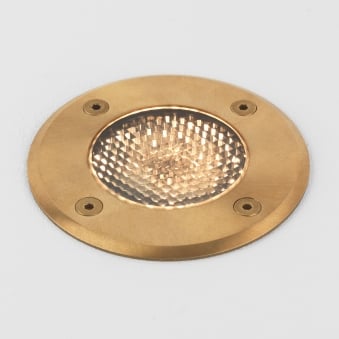 Gramos Round Exterior Ground Light in Solid Brass
