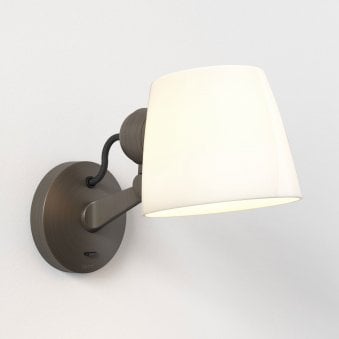 Imari Adjustable Wall Light in Bronze with Porcelain Shade