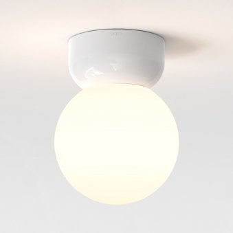 Lyra 180 IP44 Ceramic Bathroom Ceiling Light in Gloss Glaze White
