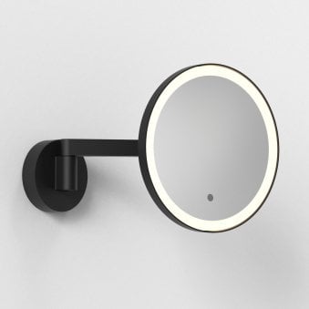 Nagoya IP44 Switched Round Illuminated Magnifying Mirror in Matt Black