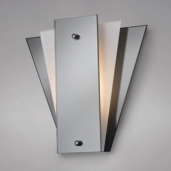 Atlantis Art Deco Glass Wall Light in Chrome Smoked Mirrored & Frosted Glass Finish
