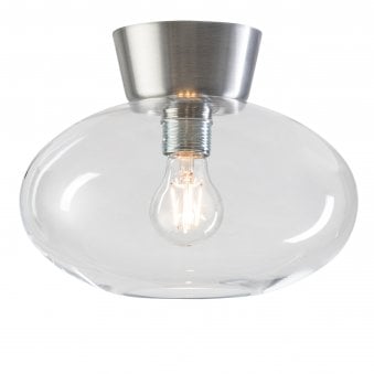 Bullo 270 Short Semi Flush Ceiling Light in Aluminium & Clear Glass