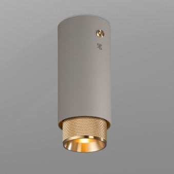 Exhaust Surface Mounted Downlight in a Stone Finish with Brass Detail