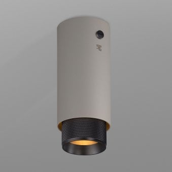 Exhaust Surface Mounted Downlight in a Stone Finish with Smoked Bronze Detail