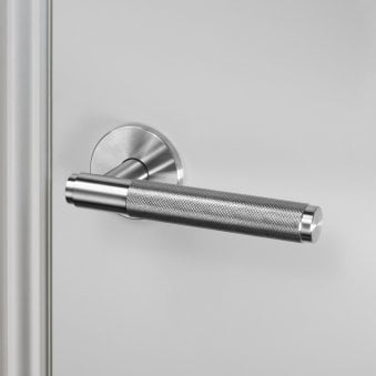 Cross Cut Knurled Door Handle Set In Solid Steel
