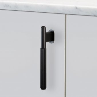 Knurled L-Bar Cabinet Handle In Black