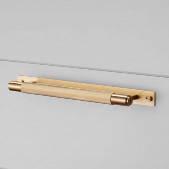Knurled Large Pull Bar Cabinet Handle With Back Plate In Solid Brass