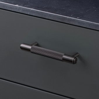 Knurled Small Pull Bar Cabinet Handle In Solid Smoked Brozne