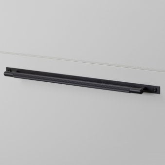 Linear Knurled Large Pull Bar Cabinet Handle With Back Plate In Black