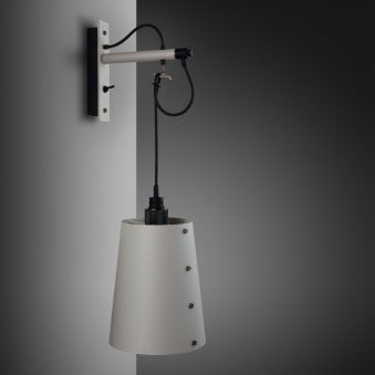 Hooked Large Switched Wall Light in Stone and Smoked Bronze Finish
