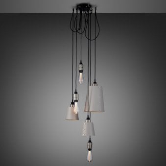 Hooked Mix Six Drop Round Pendant in Stone and Steel Finish