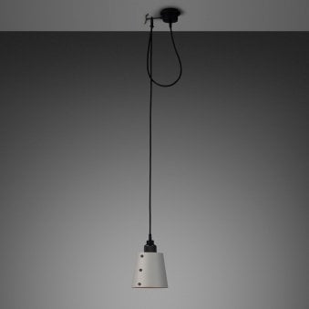 Hooked Small Single Drop Pendant in Stone and Smoked Bronze Finish