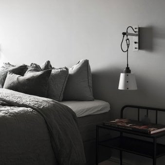 Hooked Small Switched Wall Light in Stone and Smoked Bronze Finish