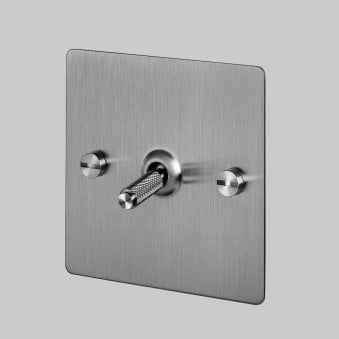 One Gang 3-Way Intermediate Light Switch in Steel with Knurled Toggle