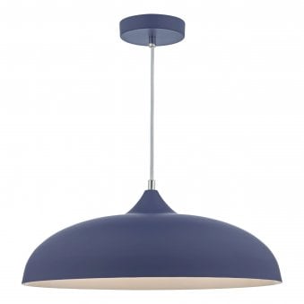 Kaelan Single Pendant In Matt Blue With Polished Chrome Detail