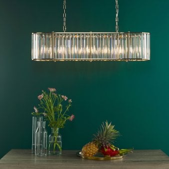 Kiran 7 Light Linear Pendant In Natural Brass & Crystal
