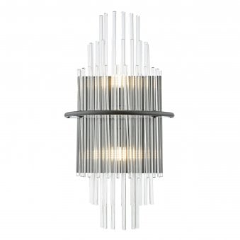 Lukas Wall Light In Satin Black & Clear Glass