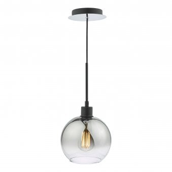 Lycia Single Pendant In Matt Black With Ombre Smoked Glass Shade