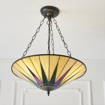 Dark Star Large Inverted 3 Light Tiffany Pendant Light