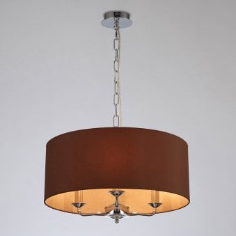 Banyan 50cm 3 Light Pendant in Chrome with Raw Cocoa & Grecian Bronze Shade
