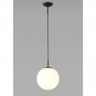 Miranda 25cm Matt Black & Frosted Glass Pendant