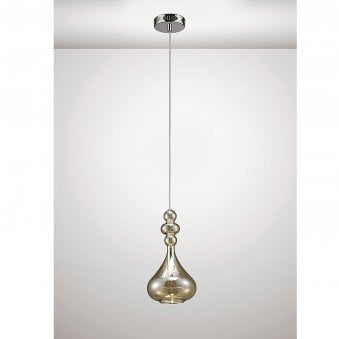 Reese Polished Chrome & Cognac Glass Pendant