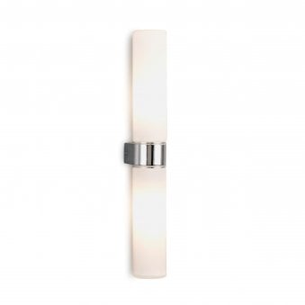 Tasso IP44 Twin Bathroom Wall Light In Chrome With Opal Glass Shades