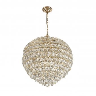 Coniston 12 Light Clear Crystal Pendant Light in French Gold