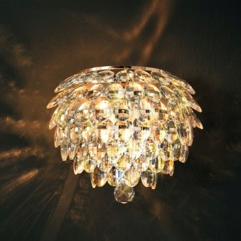 Coniston 2 Light Clear Crystal Wall Light in French Gold