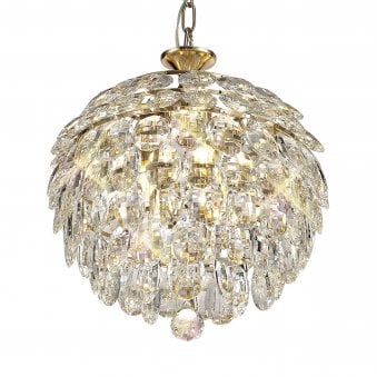 Coniston 3 Light Clear Crystal Pendant Light in French Gold