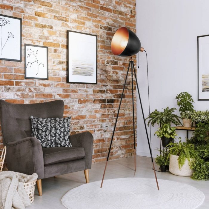 Eglo Chester Black and Copper Floor Lamp