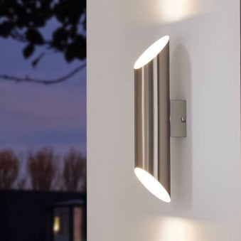 Agolada Outdoor IP44 LED Wall Light in Steel and White
