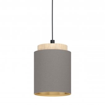 Albariza Single Pendant with Wooden Lamp Holder and Cappuccino Shade