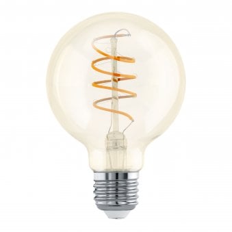 E27 Extra Warm White Amber Spiral Filament 80mm Globe LED 4W 2200K 270lm