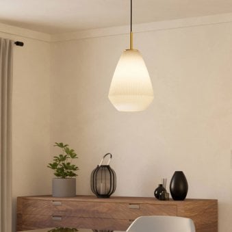 Caprarola Single Drop Pendant with Satin Sandy Coloured Glass Diffuser