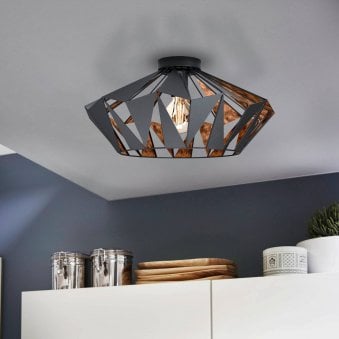 Carlton Black & Copper Ceiling Light