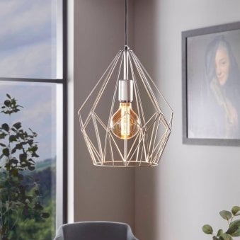 Carlton Silver Open Wire Cage Pendant Light
