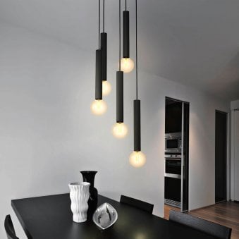 Cortenova Five Drop Pendant in Black