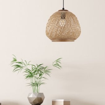 Dembleby Single Drop Natural Wood Pendant