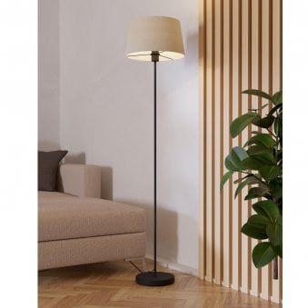 Febres Floor Lamp with White Fabric Shade