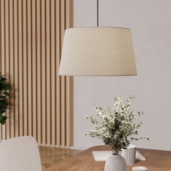 Febres Single Drop Pendant with White Fabric Shade