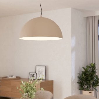Gaetano 1 535mm Large Pendant in a Sand Finish with Cream Inner