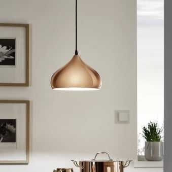 Hapton Polished Copper Pendant Light