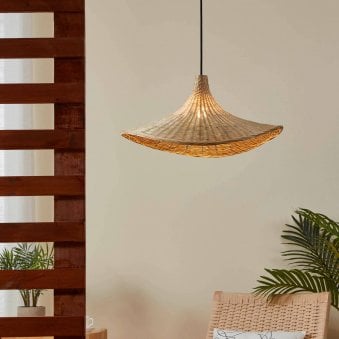 Haxey Single Drop Pendant with Pale Bamboo Wicker Shade